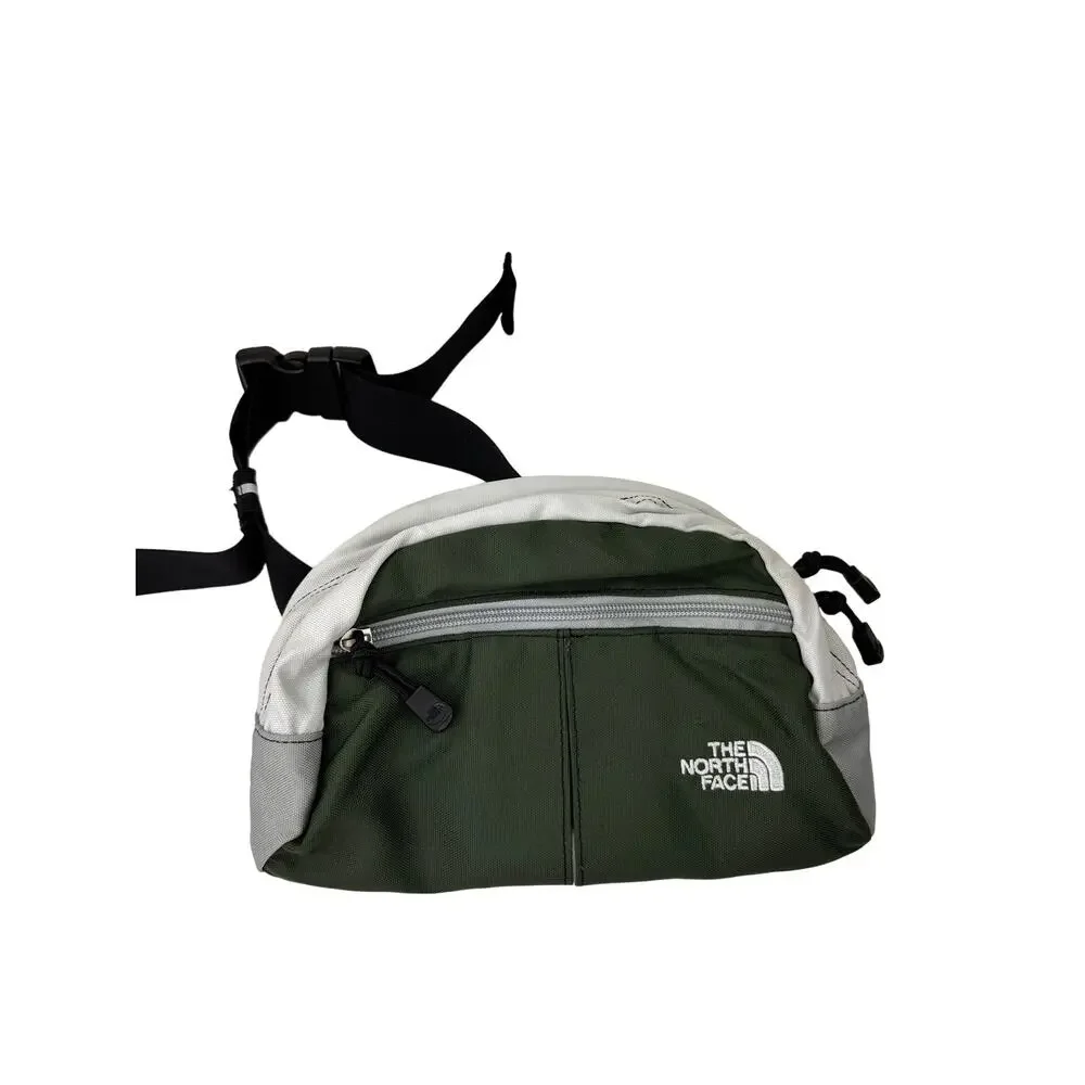 The North Face Gray Green Black Fanny Pack Embroidered Logo Outdoor Waist Bag